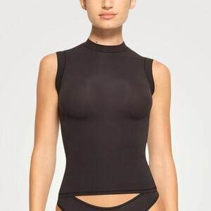 SKIMS Fits Everybody Mock Neck Tank  Fitted Onyx Black NWT Medium